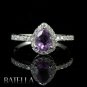 1.25 Ct Violet Amethyst Gemstone & White Zircon Sterling Silver 925 Womens Ring