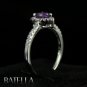 1.25 Ct Violet Amethyst Gemstone & White Zircon Sterling Silver 925 Womens Ring