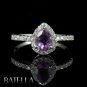 1.25 Ct Violet Amethyst Gemstone & White Zircon Sterling Silver 925 Womens Ring