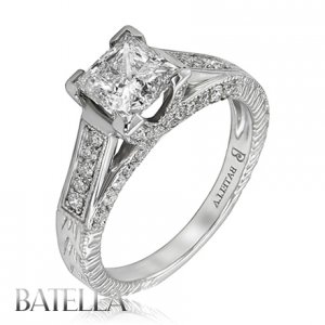 EGL Certified 1.80 Ct I/I1 Princess Round Diamond Engagement Ring 18k White Gold