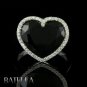 4.50 Carat Heart Cut Black Onyx Gemstone & Zircons Sterling Silver 925 Love Ring