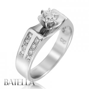 0.36 Carat H/VVS2 Natural Round Cut Diamonds Engagement Ring 18k White Gold