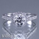 EGL Certified 1.41 Ct E Color SI2 Round Diamonds Engagement Ring 14k W Gold Halo