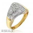 0.45 Ct G-H/SI2-SI3 Natural Round Cut Diamonds Pave Ring 14k White & Yellow Gold