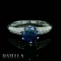 1.89 Ct Round Cut Blue Sapphire Gemstone & Natural Diamonds Ring 18K White Gold