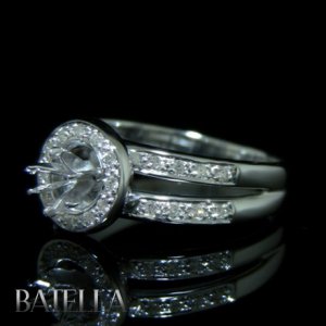 Semi-Mount Mounting 0.25 Ct Natural Round Diamond Engagement Ring 18k White Gold