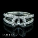 Semi Mount .38 Ct F-G/VVS1,2 Round Diamonds Pave Engagement Ring 18k White Gold
