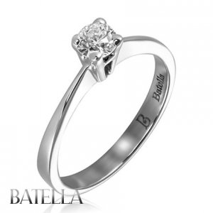0.32 Ct H/SI2 EX Natural Round Diamond Solitaire Engagement Ring 18k White Gold