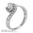 0.43 Ct G/VVS2 EX Natural Round Brilliant Diamond Engagement Ring 18k White Gold