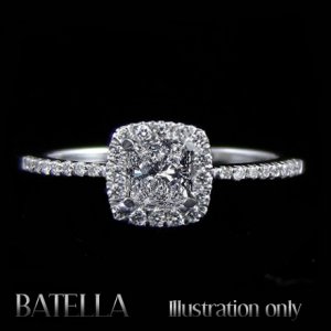 0.56 Carat D SI1 Radiant Cut Diamond Engagement Ring 14k White Gold Halo Setting