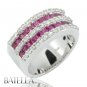 2.56 Ct Princess Pink Sapphires & Round Diamonds Pave Ring Band 18k White Gold