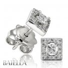 0.46 Ct E/VVS1 Halo Setting Princess & Round Diamond Stud Earrings Gold, Ladies