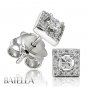 0.46 Ct E/VVS1 Halo Setting Princess & Round Diamond Stud Earrings Gold, Ladies