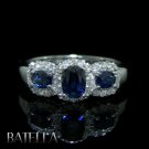 1.29 Ct Blue Sapphire Gemstones & Natural Round Cut Diamonds Ring 14K White Gold