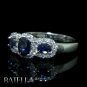 1.29 Ct Blue Sapphire Gemstones & Natural Round Cut Diamonds Ring 14K White Gold