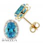 2.40 Carat Blue Topaz & Diamonds Stud Earrings 14k Gold