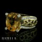 4.70 Ct Oval Citrine Gemstone & Round Cut Diamonds Ladies Ring 14k Yellow Gold