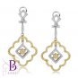 1.60 Ct E-F/SI1,3 Sparkling 230 Round Diamonds Earrings 18k White & Yellow Gold