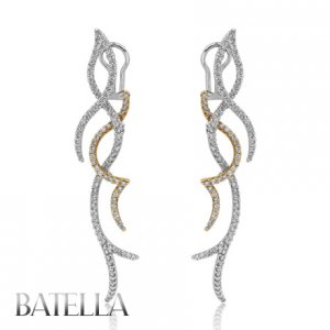3 Ct E-F/SI Round Cut Diamond Chandelier Drop Earrings 18k White & Yellow Gold
