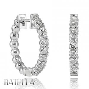 1.30 Ct E-F/VS2-SI1 Round Natural Diamonds Hoop Eternity Earrings 14k White Gold