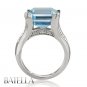 10.50 Ct Swiss Blue Topaz VS1 Gem & Natural Round Diamonds Ring 14k White Gold