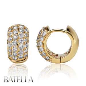 2.02 Carats E-F SI1,2 EX Natural Round Cut Diamond Hoop Earrings 14k Yellow Gold