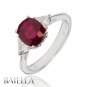 2.38 Ct Cushion Red Ruby Gem & Natural Diamonds 3-Stone Engagement Ring 14k Gold