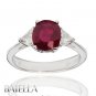 2.38 Ct Cushion Red Ruby Gem & Natural Diamonds 3-Stone Engagement Ring 14k Gold