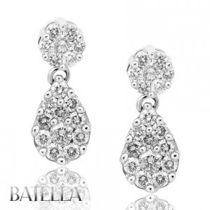 .70 Carat 36 G-H/SI1,2 Round Diamond Drop Dangle Cluster Earrings 14k White Gold