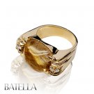 11.3 Ct Rutile Quartz Gemstone & Round E-F/VS1-VS2 Diamonds Ring 18k Yellow Gold