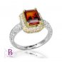 3.33 Ct Red Tourmaline Gem, Round Diamonds Engagement Ring 18k White Yellow Gold