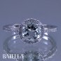 1.40 Ct Green Quartz Gemstone & Natural E SI2 Round Diamonds Ring 14k White Gold