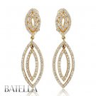 2.90 Ct E-F/SI Natural Round Diamonds Drop Chandelier Earrings 14k Yellow Gold