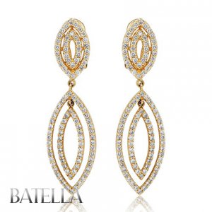 2.90 Ct E-F/SI Natural Round Diamonds Drop Chandelier Earrings 14k Yellow Gold