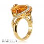 Romantic 13.66 Ct Flower Citrine & Natural Round Diamonds Ring 18k Yellow Gold