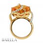Romantic 13.66 Ct Flower Citrine & Natural Round Diamonds Ring 18k Yellow Gold