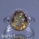 3.76 Ct Citrine Gemstone Natural VVS2-VS1 Round Cut Diamonds Ring 14k White Gold