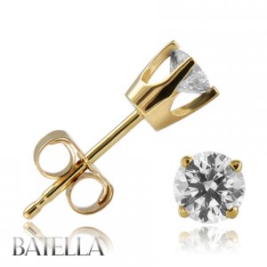 .50 Carats J-K SI1 Natural Round Cut Diamond Stud Earrings 14k Yellow Solid Gold