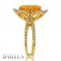 9.02 Ct Citrine Gemstone & Round Cut Diamonds Flower Ring 18k Solid Yellow Gold
