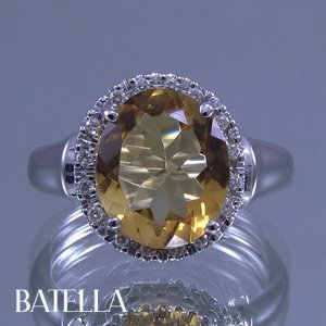 3.80 Ct Citrine Gemstone Natural VVS2-VS1 Round Cut Diamonds Ring 14k White Gold