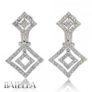 1.90 Ct E-F/SI Natural Round Diamonds Pave Setting Drop Earrings 14k White Gold