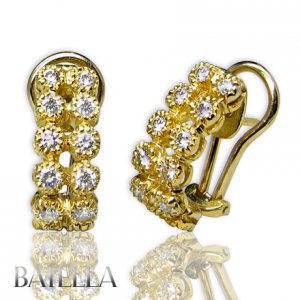 1.02 Carat G-H VS1 VS2 Natural Round Cut Diamond Huggie Earrings 18k Yellow Gold