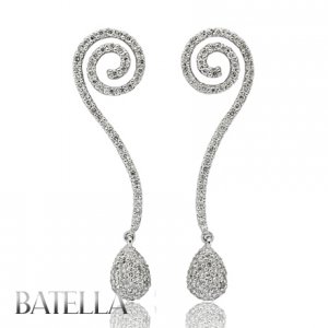 0.78 Carat F-G/SI1,2 Round Pave Set Diamonds Circle Drop Earrings 14k White Gold