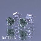 0.95 Carat Natural Round Green Sapphires Gemstones Stud Earrings 14k White Gold