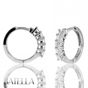 .58 Ct G-H/VS1-VS2 EX Natural Round Diamond Hoop Huggies Earrings 14k White Gold