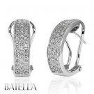 1.10 Cts E-F SI1 Natural Round Diamond Pave Hoop Huggie Earrings 18k White Gold