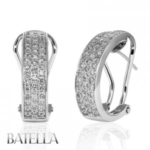 1.10 Cts E-F SI1 Natural Round Diamond Pave Hoop Huggie Earrings 18k White Gold