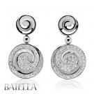 0.88 Carat F-G/SI1,2 Round Pave Set Diamonds Circle Drop Earrings 14k White Gold