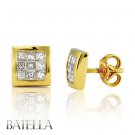 1.30 Ct E-F/VVS1-VVS2 Princess Invisible Diamonds Stud Earrings 18k Yellow Gold