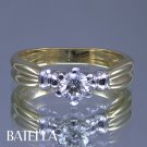 0.45 Ct I/VS2 EX Solitaire Round Diamond Engagement Ring 18k White & Yellow Gold
